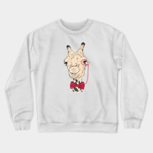 Giraffe hipster in eyeglasses and bowtie Crewneck Sweatshirt